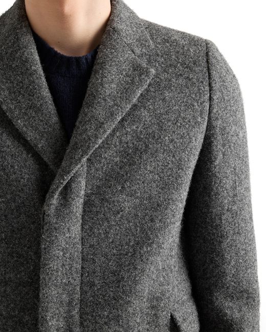 Prada Gray Single-Breasted Wool Coat, Slate for men