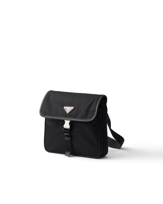 Prada Black Re-Nylon And Saffiano Leather Crossbody Bag for men