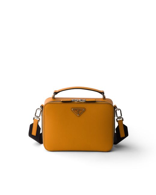 Prada Orange Brique Medium Saffiano Leather Bag, Amber for men