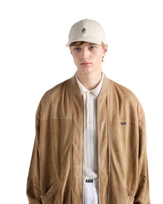 Prada White Old Gabardine Baseball Cap for men