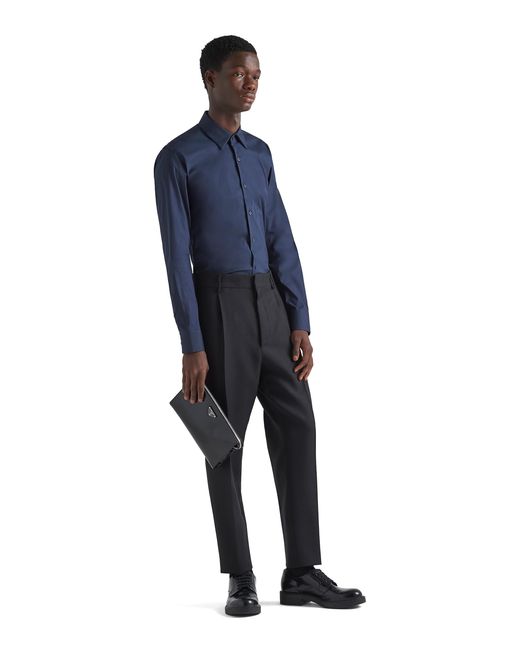 Camicia In Cotone Stretch di Prada in Blue da Uomo