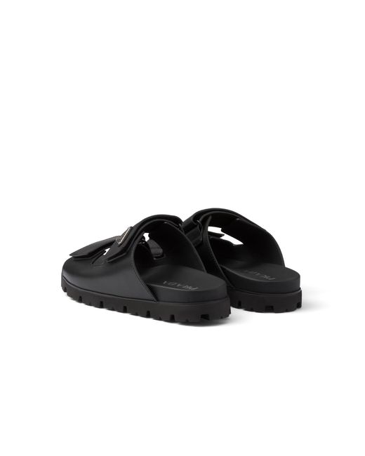 Prada Black Leather Strap Sandals, Size 5 for men