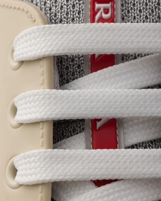 Prada White America's Cup Soft Rubber And Bike Fabric Sneakers for men