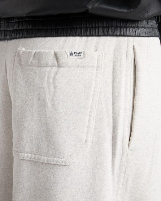 Prada White Cotton Fleece Pants, Marble