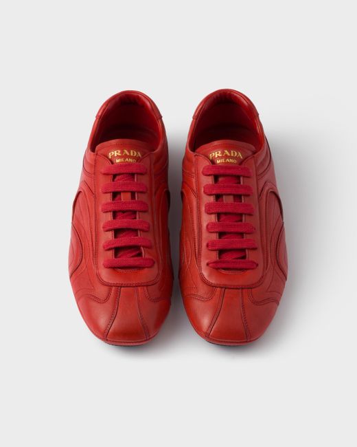 Prada Montecarlo Re-Edition 2005 Sneaker Aus Antikisiertem Nappaleder in Red für Herren