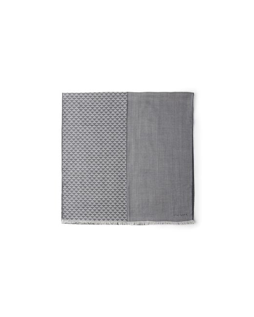 Prada Gray Cashmere, Wool And Silk Scarf, Denim for men