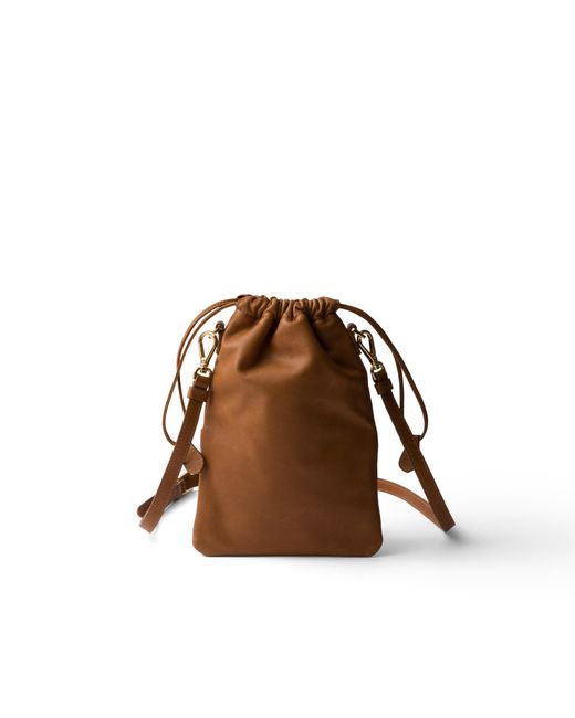 Prada Brown Nappa Leather Pouch, Caramel