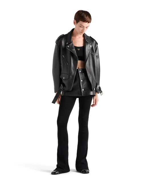 Prada Black Nappa Leather Biker Jacket
