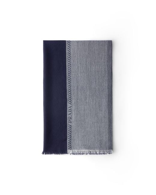 Prada Blue Wool And Silk Stole for men