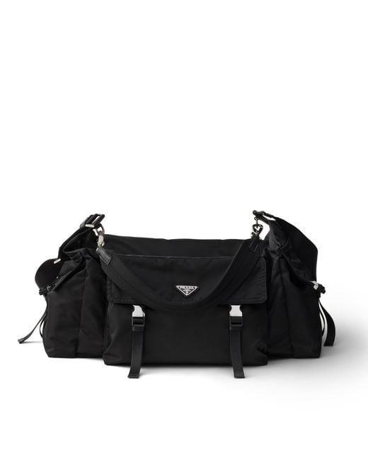 Prada Black Explore Re-Nylon And Leather Duffel Bag