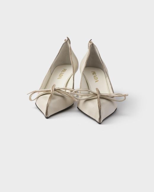 Prada White Antiqued Leather Pumps