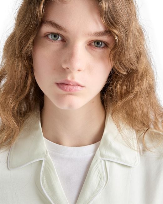 Prada White Vintage-Look Satin Pajamas With Shorts