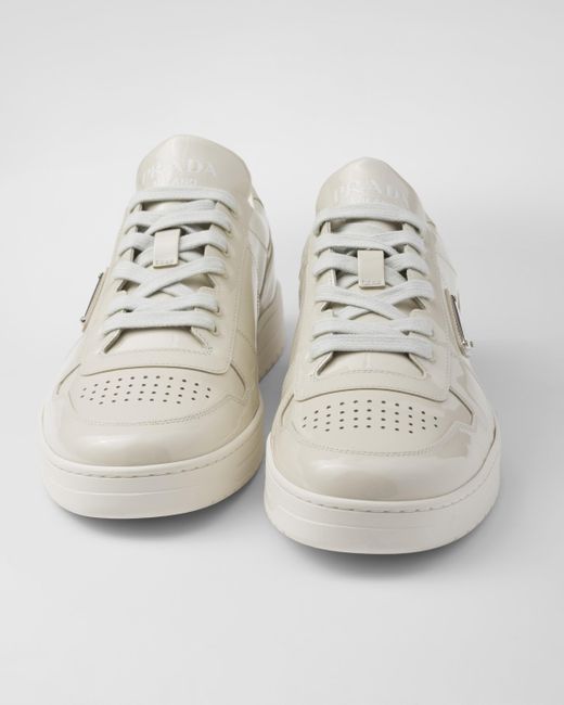 Prada White Downtown Patent Leather Sneakers for men