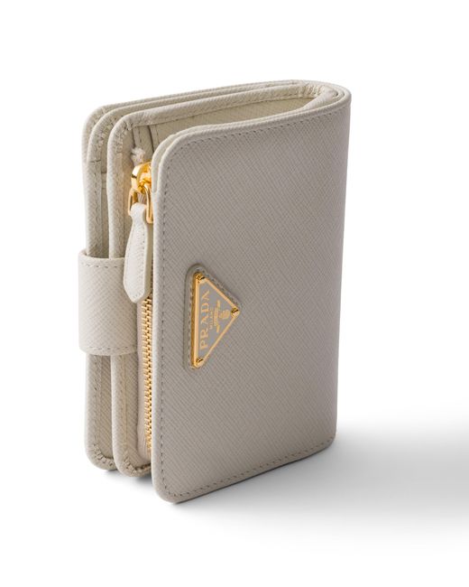 Prada White Small Saffiano Leather Wallet