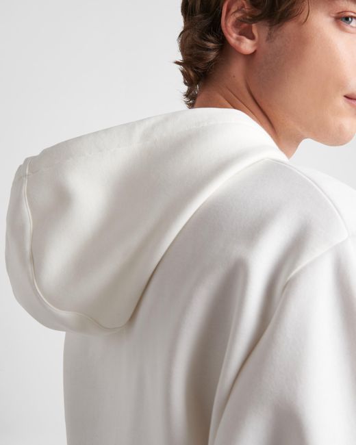 Prada Kapuzenpullover Aus Technischer Baumwolle in White für Herren