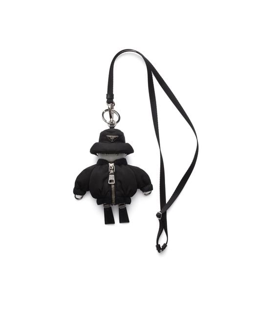 Prada White Soft Robot Re-Nylon Keychain Charm With Shoulder Strap