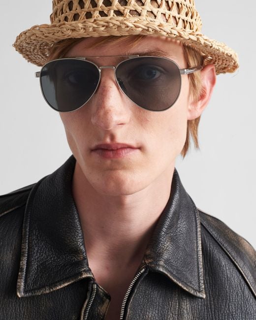 Prada Gray Sunglasses With The Logo for men