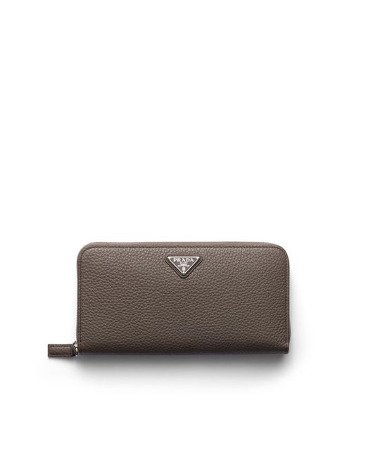 Prada Gray Leather Wallet for men