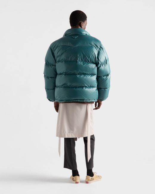 Prada Green Medium-Weight Re-Nylon Down Jacket for men