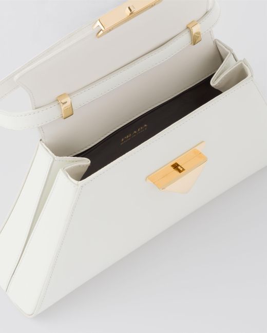 Prada White Medium Brushed Leather Handbag