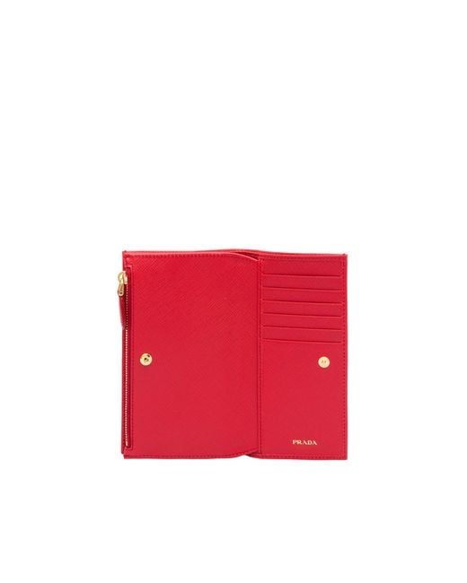 Prada Red Large Saffiano Leather Wallet