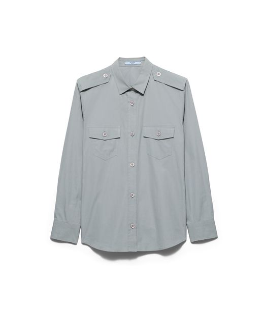 Prada Gray Cotton Poplin Shirt