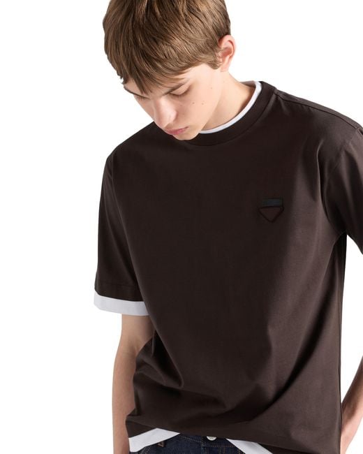 Prada Brown Cotton T-Shirt for men