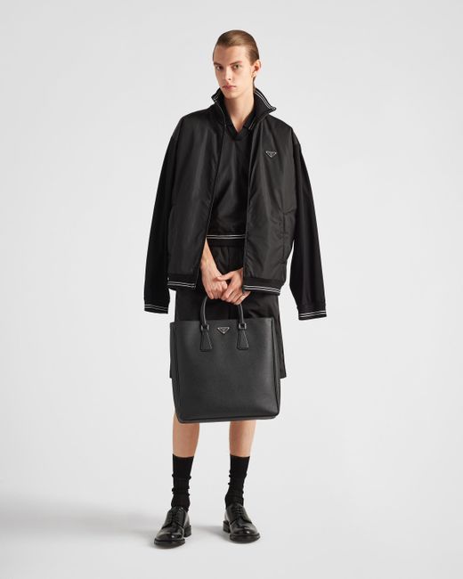 Prada Poloshirt Aus Piqué Mit Detail Aus Re-Nylon in Black für Herren