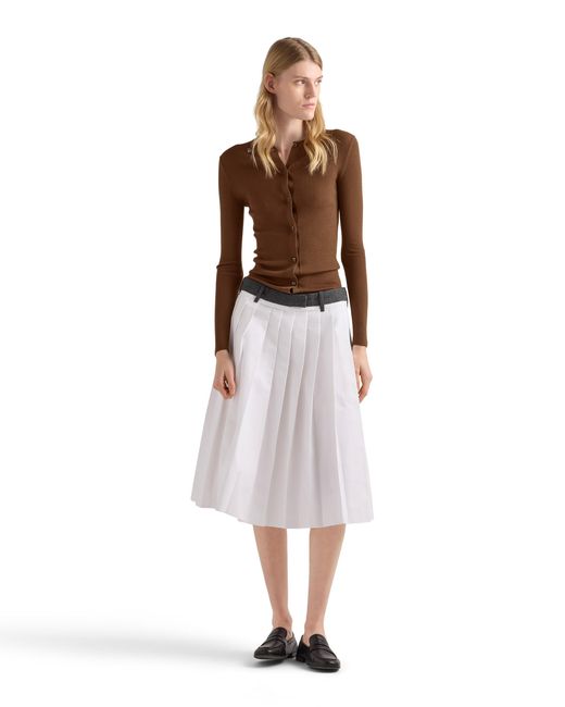 Prada Brown Ribbed Knit Wool Cardigan