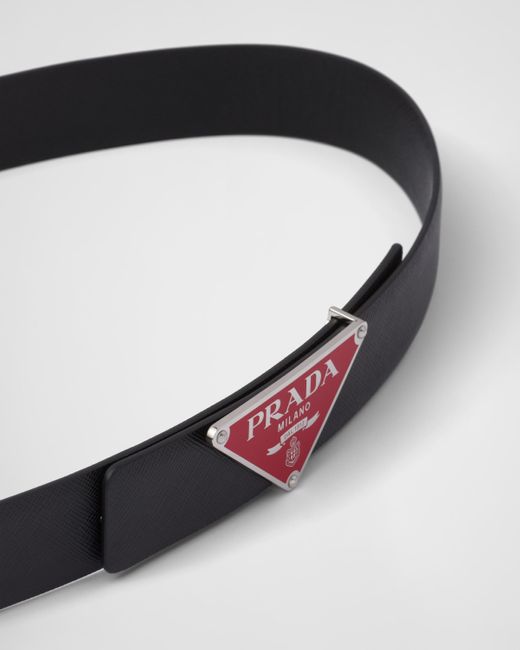Prada White Enameled-metal Belt Buckle for men