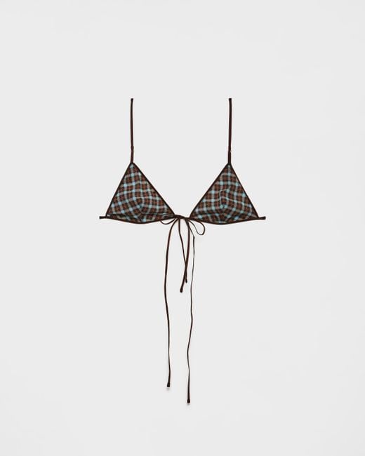 Prada Multicolor Checked Georgette Bra