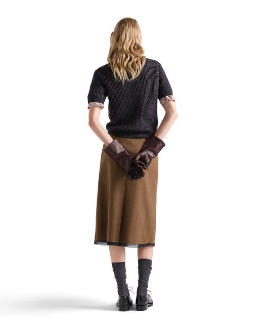 Prada Blue Short-Sleeved Wool And Mouliné Cashmere Polo Sweater, Dark/Slate