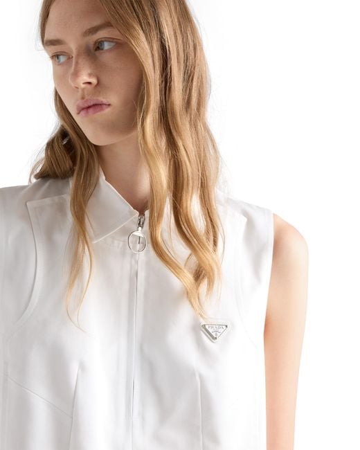 Prada White Chino Zipper Mini-Dress