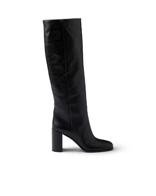 Prada Black Heeled Leather Boots