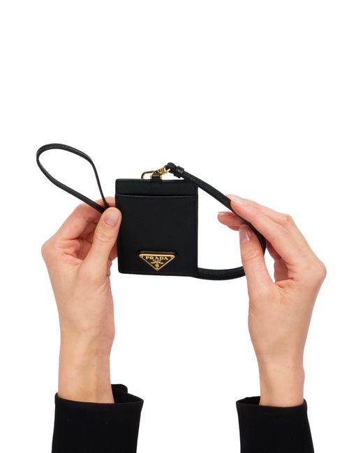 Prada White Saffiano Leather Badge Holder