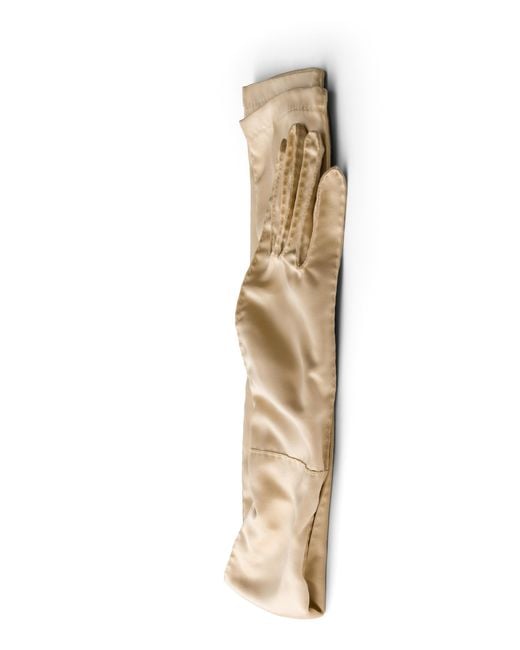 Prada Natural Satin Gloves, Size 7,5