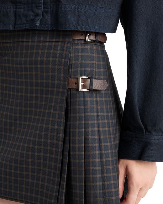 Prada Black Checked Wool Miniskirt