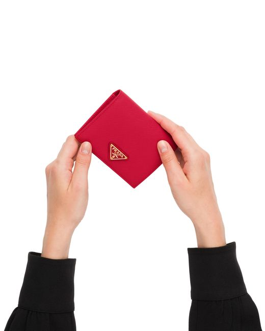 Prada Red Small Saffiano Leather Wallet