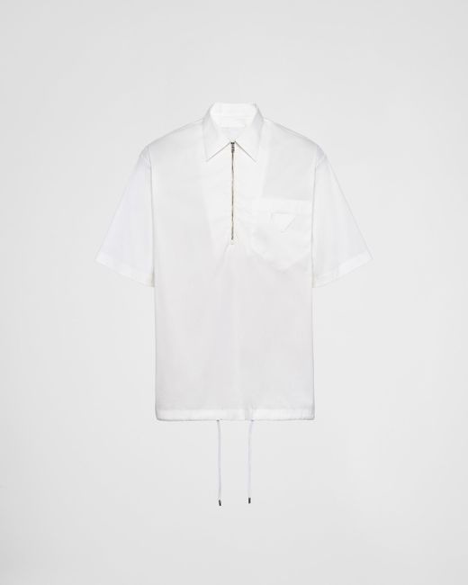 Prada White Short-Sleeve Stretch Cotton Shirt for men