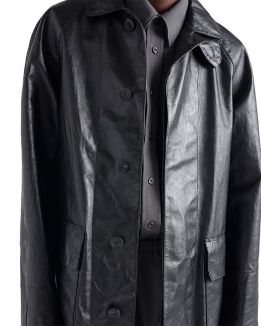 Prada Black Leather Coat for men