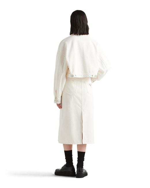 Prada White Denim Blouson Jacket