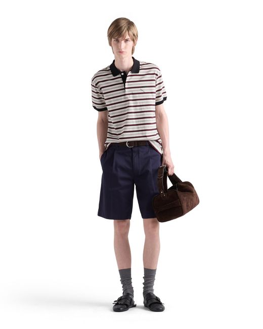 Prada Blue Cotton Bermudas for men
