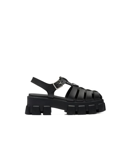 Prada Black Plateausandalen Monolith aus Gummi
