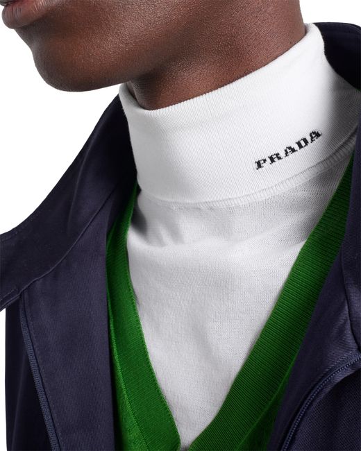 Prada White Cotton Turtleneck Sweater for men