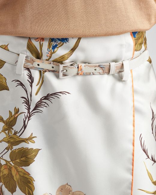 Prada White Printed Silk Twill Skirt