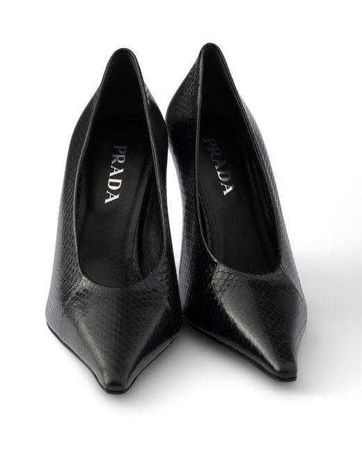 Prada Black Ayers Leather Pointy Toe Pumps