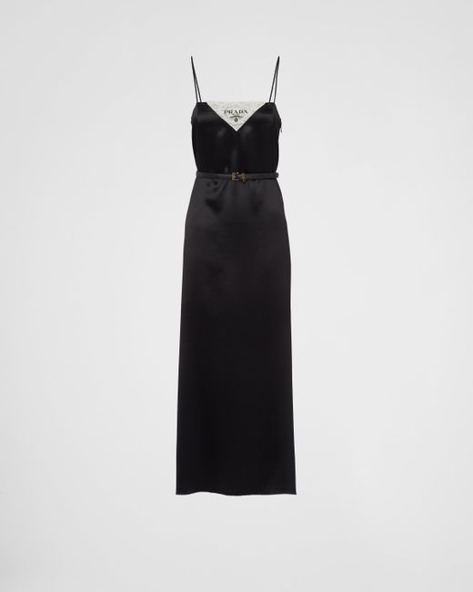 Prada Black Satin Crepe Slip Dress