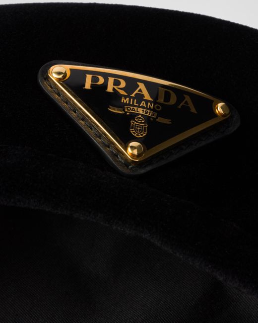 Prada Black Velvet Beret