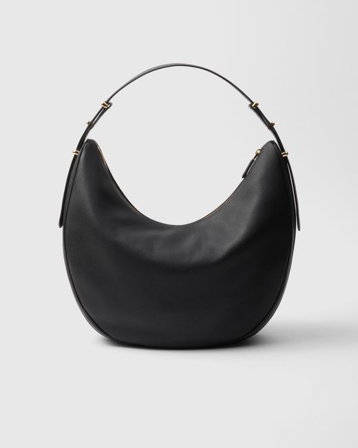 Prada Black Arqué Large Leather Shoulder Bag