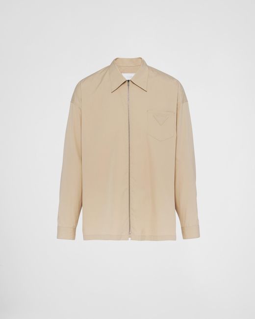 Prada Natural Cotton Shirt With Zipper for men